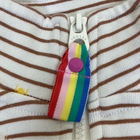 Joules Pip Print Casual 1/4 Zip Rainbow Striped Sweatshirt Bee Print Pastel 2 - Picture 13 of 16